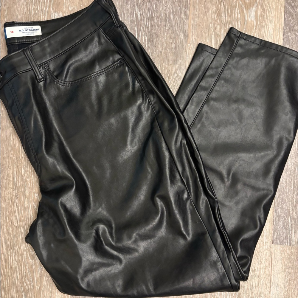 Old Navy Shiny Black Leather-Look Pants - Picture 7 of 7